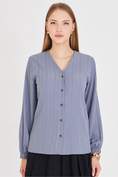 armonika Women's Gray Elastic Sleeve Shirt Arm-24K001002
