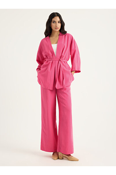 Store Wf Pink Linen Kimono Set