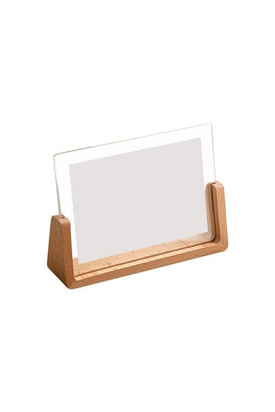 Choice 10.2x15.2cm-2 Walnut/Beech Creative Photo Frame Acrylic U Shape Transparent Frame Desktop Wood Weddi