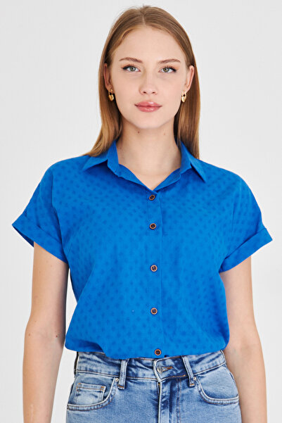 armonika Cămașă albastră cu mânecă scurtă pentru femei ARM-25Y001060