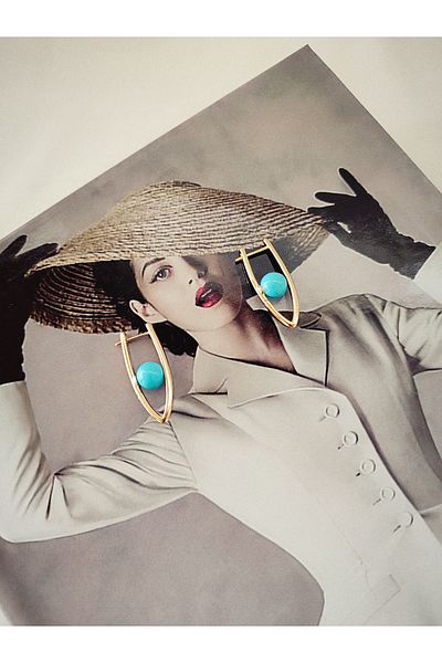 LİLYA AKSESUAR Xuping Serial Blue Bead Detail Earrings