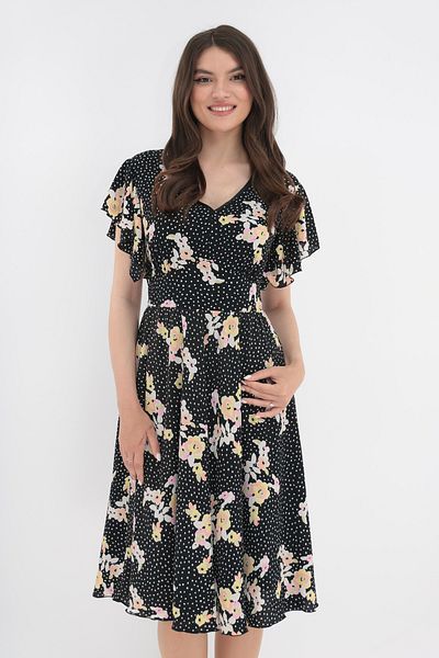 Vanessa Line RO Black wrap dress with pink flowers