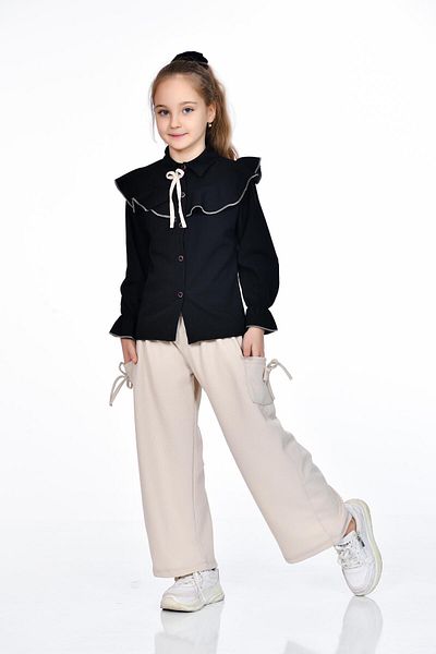 Kamex Bottom-Up Girl's Suit with Linen Bow