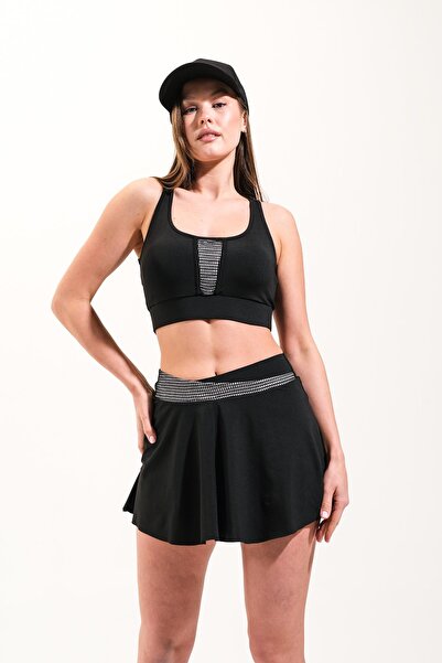 Signature Style 725704_σορτς Φούστα Διχτυωτό Λεπτομερές Crop Γυναικείο μαγιό θάλασσας/πισίνας Μαύρο/άσπρο