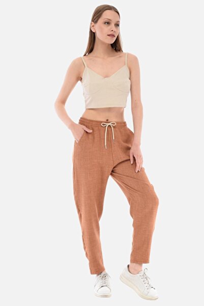 CEDY DENIM Women's Summer Synthetic Linen High Waist Elastic Skinny Leg Mom Pants C611