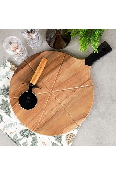 Vilde Pizza serving platter set with compartments and knife included
