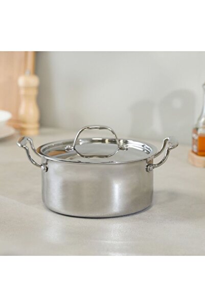 Danube Home طاجن سيلينا من الفولاذ المقاوم للصدأ مع غطاء من الفولاذ المقاوم للصدأ 20 × 10.0 سم فضي لامع - 2.5 مم