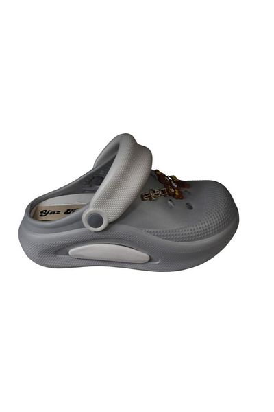 Yaz Kış Ayakkabı Yazkiş Women's Cream Navy Blue Gray Doctor Nurse Cook Closed Front Top with Teddy Bear Thick Sole Slippers