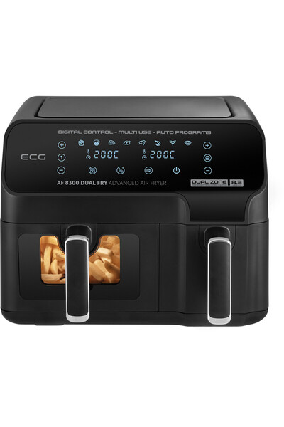 ECG Friteuza dubla cu aer cald AF 8300 Dual Fry, 5.2 + 3.1 litri, 2700 W, 8 programe, 80-200°C