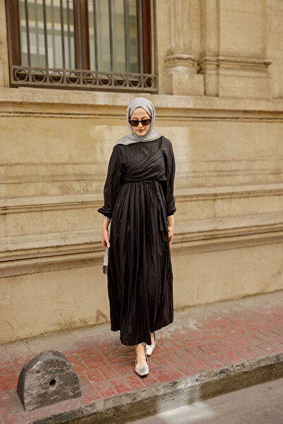 LOCCO Жіноча сукня з краєм, що збирається, з боковим швом, чорна