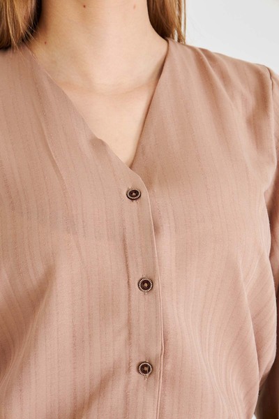 armonika Women's Light Mink Sleeve Elastic Wrap Shirt Arm-24K001002