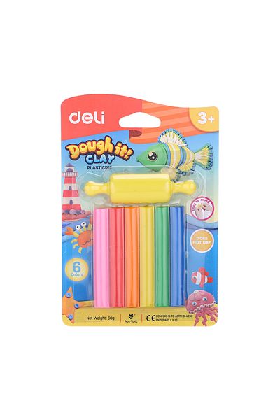 Deli Pastă de modelat 6 culori 60 g + Formă de modelat Deli