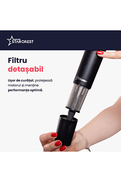 STARCREST Hair Dryer Shd-2bk, 1600 W, 110,000 Rpm, Ionization, 3 Temperature Settings, Black