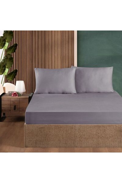 First Choice Set husa de pat cu elastic si fata de perna, bumbac ranforce 100%, 100x200 cm, Lila
