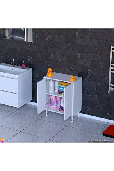 Modilayn Mutfaklarınızda, Küçük Alanlar İçin 2 Kapaklı, 2 Raflı Çok Amaçlı Dolap - 60x75x32,5 cm