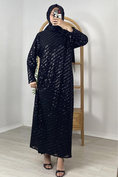 NCL 23521-23K Bias Striped Sequin Evening Dress