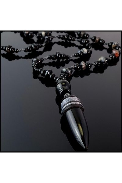 Seven Art Jewelry Natural Stone Pendant, Lead Onyx Pendant, Men's Necklace, Women's Necklace