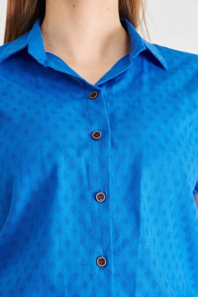 armonika Cămașă albastră cu mânecă scurtă pentru femei ARM-25Y001060