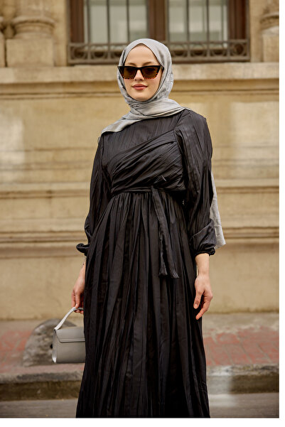 LOCCO Жіноча сукня з краєм, що збирається, з боковим швом, чорна