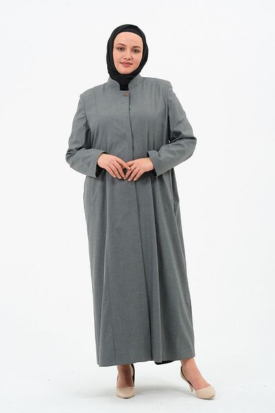 GLR&GYM Fercan Women's Large Size Oversized Collar Buttoned Lined Mother's Linen Oversuit