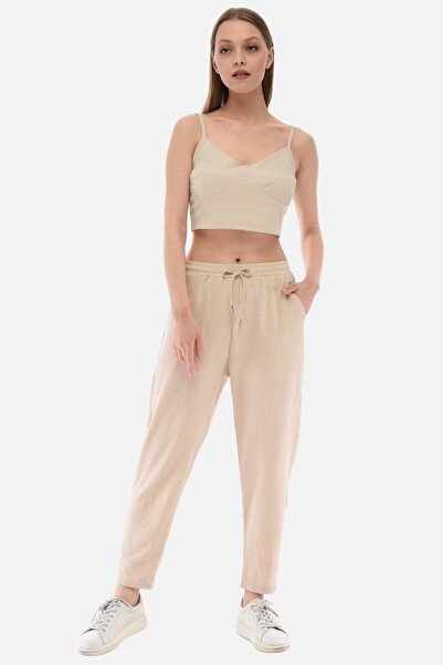 CEDY DENIM Women's Summer Synthetic Linen High Waist Elastic Skinny Leg Mom Pants C611