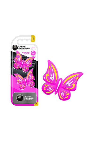 Aroma Butterfly Car Air Freshener - Bubble Gum Scent, Stylish Dual-pack Vent Perfume