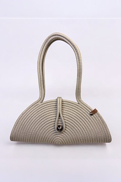 MaVaux Mia Natural Wooden Beaded Straw Look Shoulder Bag