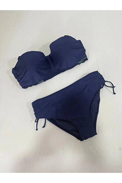 hazelin Women's Navy Blue Floral Patterned Dress Model Slipli Tankini Hzl24S-Lc4009