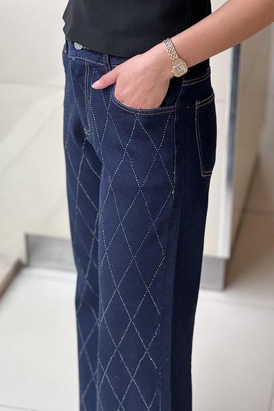 Ghisa Pantaloni din denim brodat cu piatră de diamant