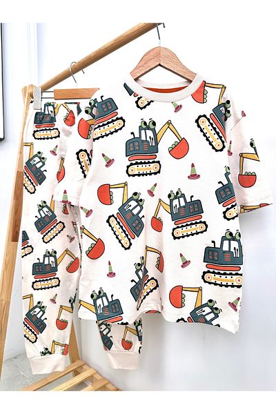 Irmak kids Scoop Patterned Boy's Single Jersey Summer Pajama Set 100% Cotton
