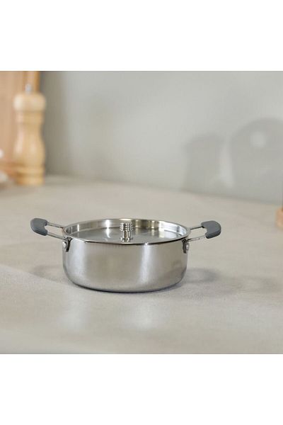 Danube Home Livia Stainless Steel Mini Casserole With Ss Lid 2.5Mm|Stainless Steel|W14Xh5.7CM-Silver