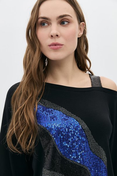 DAIDO Cobalt Blue transition wave patterned stone t-shirt