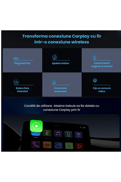 HASEPE CarPlay Wireless Adapter, Auto Connect, WiFi 5G, USB, Extended Compatibility, Multifunctional