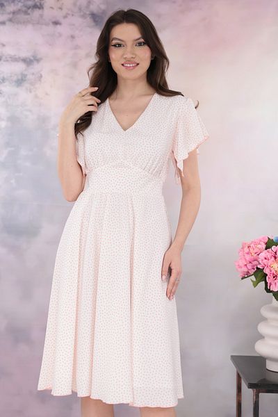 Vanessa Line RO Rochie clos alba cu buline discrete roz