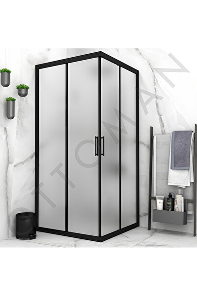 Ottoman Banyo & Duşkabin MAT SİYAH PROFİL SATİNE CAM KARE DUŞAKABİN 5mm h:190