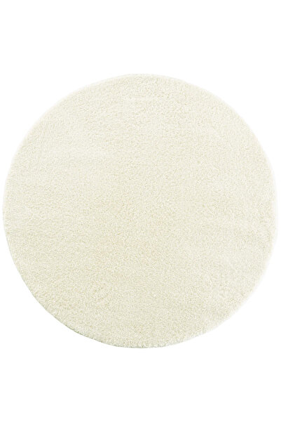 Halımax Eko Halı Lotto LT Plain Cream Yumuşak Dokulu Modern Hav Vermez Yuvarlak Shaggy Halı
