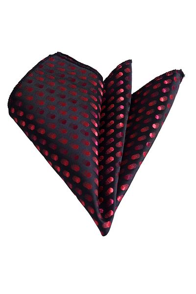 Exve Exclusive Burgundy Red Circular Pattern Collar Handkerchief on Black