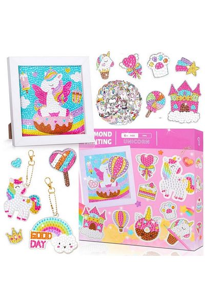 OEM Set de broderie cu diamante pentru copii, diverse forme, accesorii incluse, multicolor