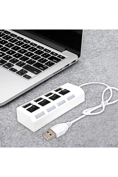 Others موزع USB 2.0 متعدد المنافذ من Yiring Eve، مزود بـ 4 منافذ مع مفتاح فردي - موسع متعدد المنافذ