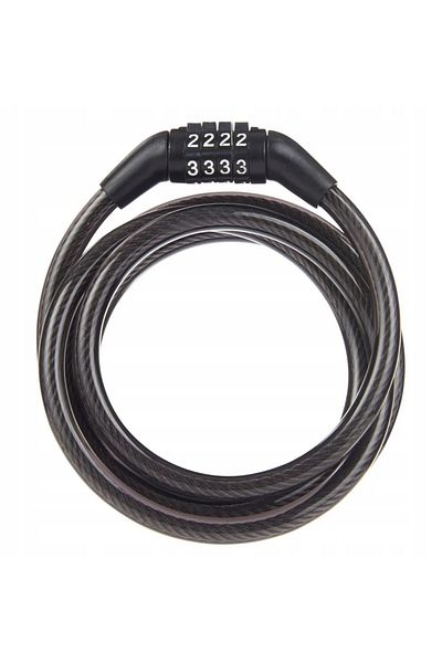 OEM Bicycle lock with combination, 100 cm, 4-digit code, steel and silicone, black