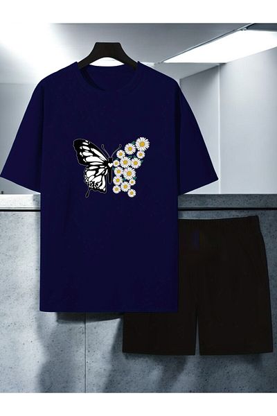 uyguntarz Σετ σορτς μπλουζάκι με στάμπα Unisex Daisy Butterfly