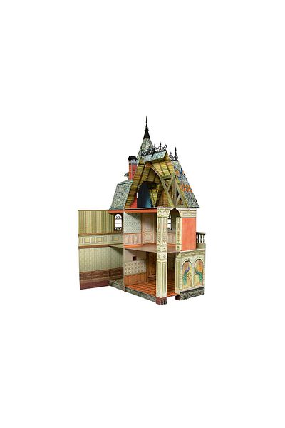 umbum 3D Puzzle Doll House Doll House Iii Lifelike Cardboard Model 1/12 Scale 132 Pieces 46 X 32 X 76 cm