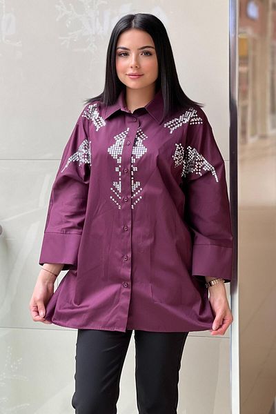 Ghisa Baguette Stone Embroidered Cotton Shirt