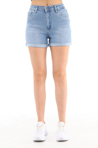 CEDY DENIM Pantaloni scurți mini blugi de damă cu talie înaltă - Double Legs C604
