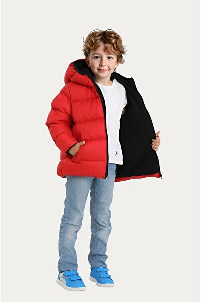 Montland Red Boy's Jacket - Fleece, Pocket and Wind Resistant
