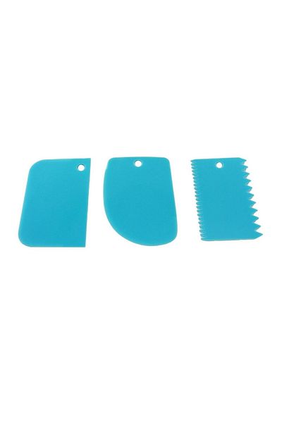 OEM Set 3 spatule pentru aluat si decor prajituri, plastic, albastru