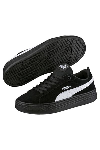 Puma Womens Smash Platform Suede Trainers Sneakers - Black