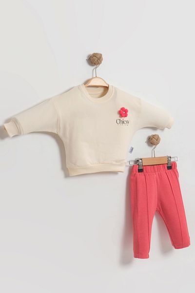 LOGO AKSESUAR Baby Kids Cotton Floral Detailed Bottom Top Double Set