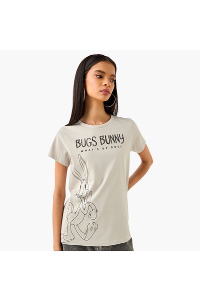 SP Characters Bugs Bunny Print T-shirt with Crew Neck