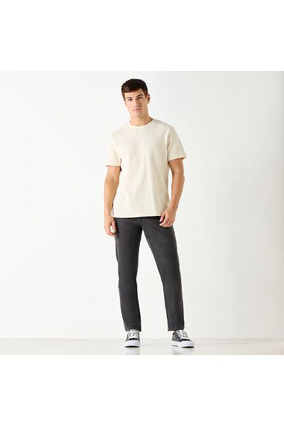 FAV Textured Crew Neck T-shirt with Short Sleeves